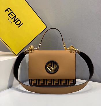 Fendi Cowhide Double F Printing Brown 2820L Size 26 cm