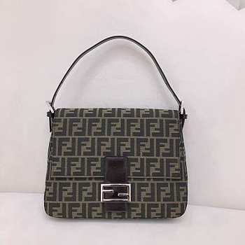 Fendi Zucca Mamma Baguette Shoulder Bag Black Brown Size 28 x 22 x 12 cm