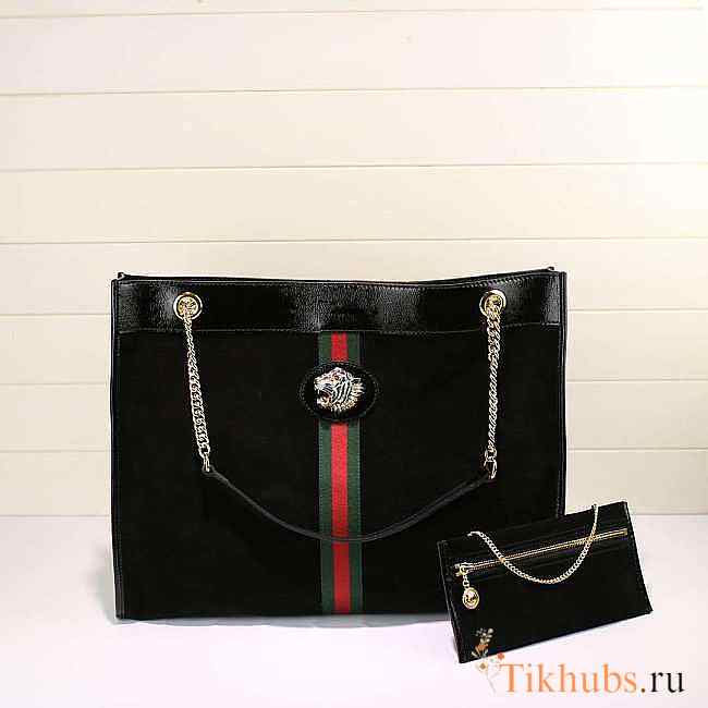 Gucci Rajah Large Suede Tote Black Size 45.5 x 34 x 4 cm - 1