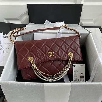 Chanel Shopping Bag Burgundy Size 34 x 26 x 5 cm