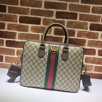 Gucci HandBag Brown/Red And Green Belt 574793 Size 36.5 x 28.5 x 7 cm