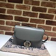 Gucci GG Ring Small Leather Shoulder Bag Gray 589474 Size 24 x 16 x 6 cm - 1