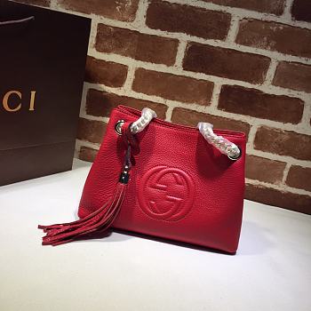 Gucci Soho Leather Chain Strap Shoulder Bag Red 387043 Size 25 x 18 x 10 cm