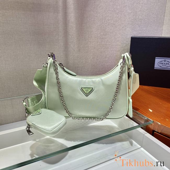 Prada Nylon Hobo Hand-Carried/Underarm Bag Light Green 1BH204 Size 22 x 12 x 6 cm - 1