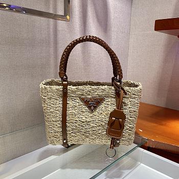 Prada Straw Woven Bag 1BD328 Size 26 x 18 x 13.5 cm