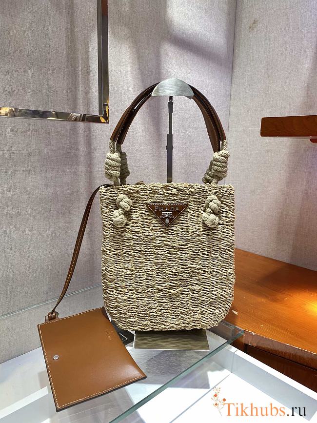 Prada Straw Woven Bag 1BG327 Size 23 x 26 x 5 cm - 1