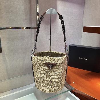 Prada Bucket Straw Bag 1BC128 Size 25 x 23 x 17 cm