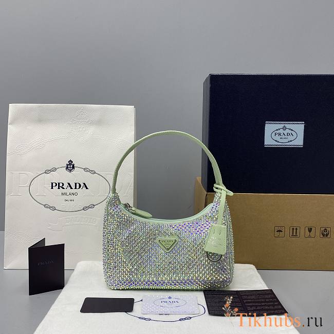 Prada Hobo Underarm Bag Green 6641 Size 22 x 12 x 6 cm - 1