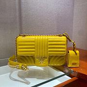 Prada Embroidered Calfskin Yellow 1BD108 Size 24 x 14 x 6 cm - 1