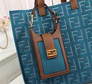 Fendi Canvas Hollow Embroidery Blue F0608 Size 38 x 34 x 20 cm - 2