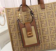 Fendi Canvas Hollow Embroidery Brown F0608 Size 38 x 34 x 20 cm - 2