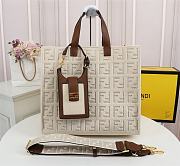 Fendi Canvas Hollow Embroidery White F0608 Size 38 x 34 x 20 cm - 1