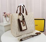 Fendi Canvas Hollow Embroidery White F0608 Size 38 x 34 x 20 cm - 3