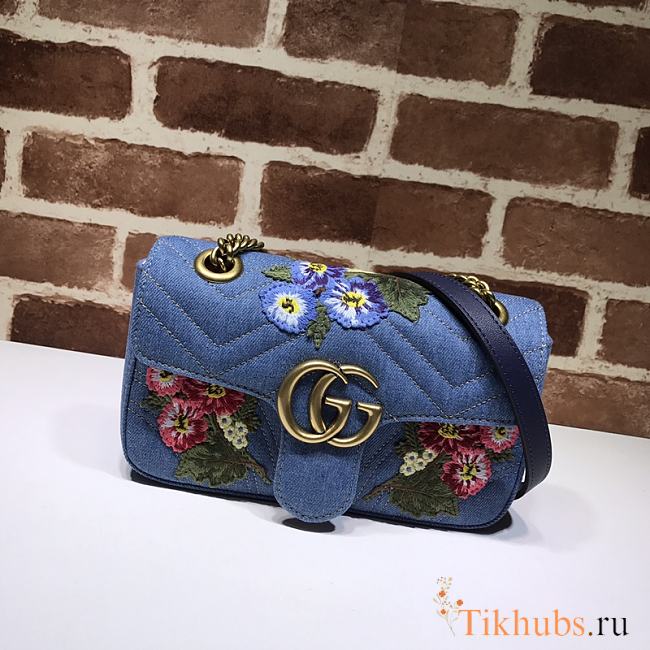 Gucci Shoulder GG Marmont Mini Flower Cowboy 446744 23 x 13 x 6 cm - 1