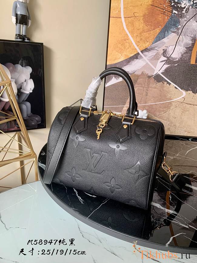 LV Speedy Bandoulière 25 Pure Black M58947 Size 25 x 19 x 15 cm - 1