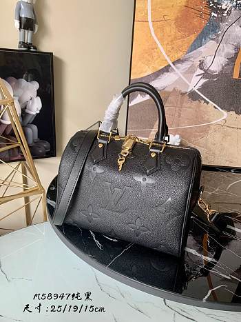 LV Speedy Bandoulière 25 Pure Black M58947 Size 25 x 19 x 15 cm