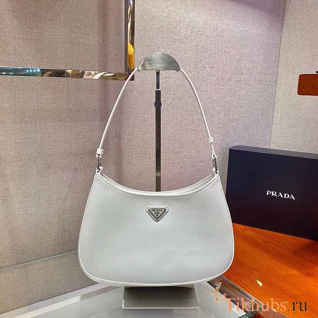 Prada Cleo Shoulder Bag White 1BC156 Size 27 x 4 x 15.5 cm - 1