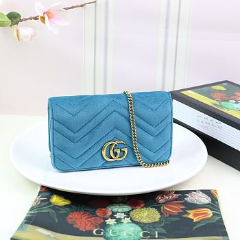 Gucci Marmont Mini Chain Bag Blue 488426 Size 18 x 10 x 5 cm