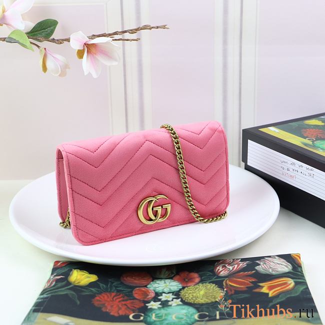 Gucci Marmont Mini Chain Bag Pink 488426 Size 18 x 10 x 5 cm - 1