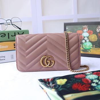 Gucci Marmont Mini Chain Bag Nude Pink 488426 Size 18 x 10 x 5 cm