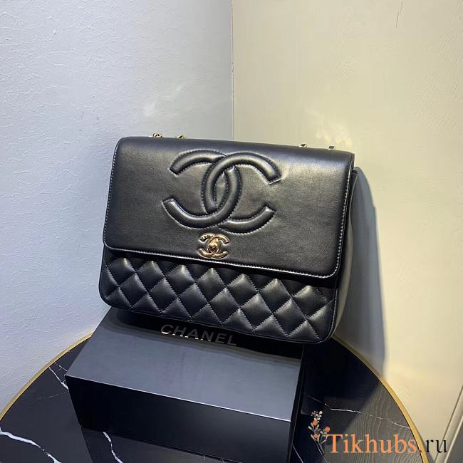 Chanel Flap Bag Big Logo Sheepskin Size 34 x 25 x 10 cm - 1