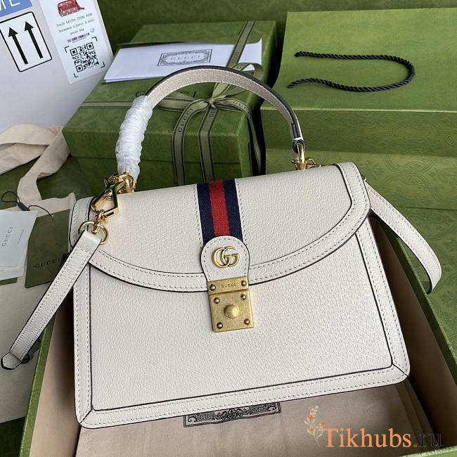 Gucci GG Ophidia Handbag White Leather 651055 Size 25 x 17.5 x 7 cm - 1