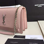 Saint Laurent Sunset Medium In Light Washed Pink Crocodile Embossed Shiny Leather Size 22 cm - 5