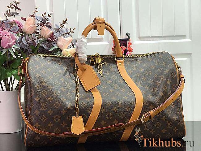 LV Original Monogram Canvas Keepall Bandouliere 50 Apricot M44645 Size 50 x 29 x 22 cm - 1