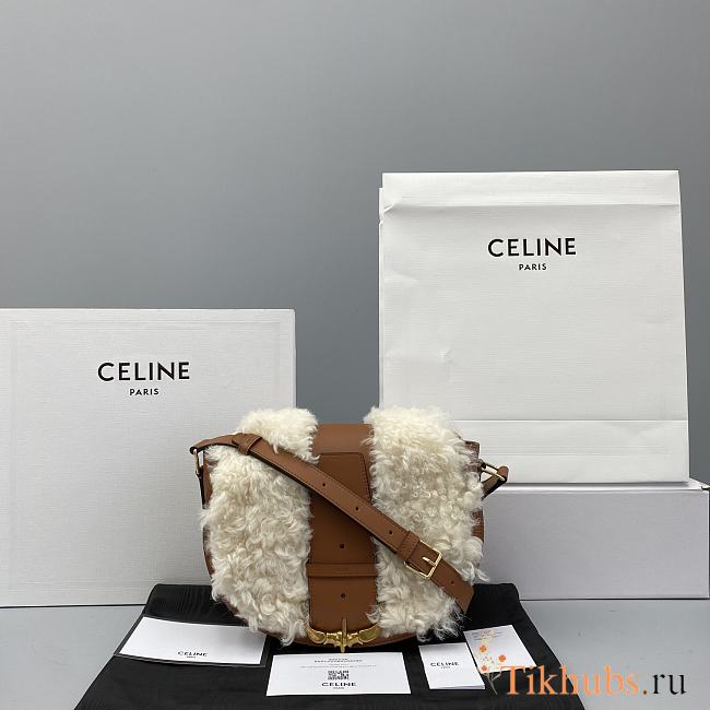 Celine Lamb Hair Saddle Bag 60065 Size 27 x 8 x 22 cm - 1