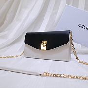 Celine Smooth Calfskin Chain Wallet Black/White 0177 Size 19 x 9 cm - 5