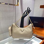 Prada Nylon Hobo Hand-Carried/Underarm Bag Beige 1BH204 Size 23 x 17 x 6.5 cm - 3