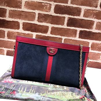 Gucci Single-Shoulder Dark Blue With Red 503876 Size 32.5 x 20 x 10 cm