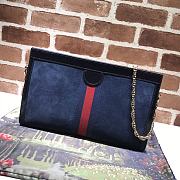 Gucci Single-Shoulder Dark Blue Embroidery 503876 Size 32.5 x 20 x 10 cm - 3