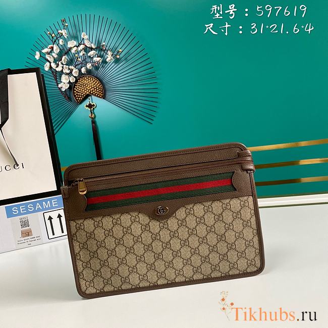 Gucci Ophidia GG Supreme Canvas Clutch 597619 Size 31 x 21.6 x 4 cm - 1