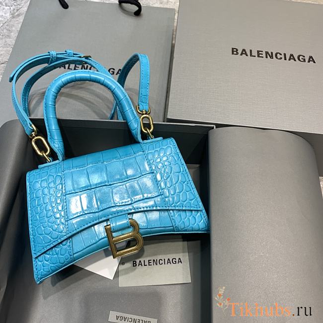 Balencia Parisian Crocodile Sky Blue Size 19 x 8 x 11 cm - 1