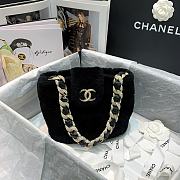 Chanel Diamond Plush Bucket Bag Black AS2257 Size 16 x 18 x 12 cm - 4