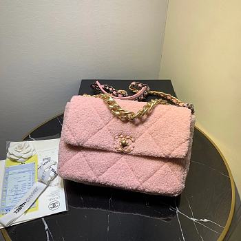 Chanel Lamb Wool Fabric Pink Size 30 x 20 x 10 cm