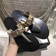 Gucci New Ladies Sandals Black Gold Belt  - 6