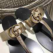 Gucci New Ladies Sandals Black Gold Belt  - 5