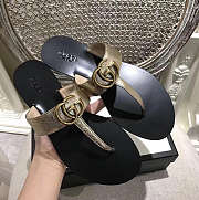 Gucci New Ladies Sandals Black Gold Belt  - 3