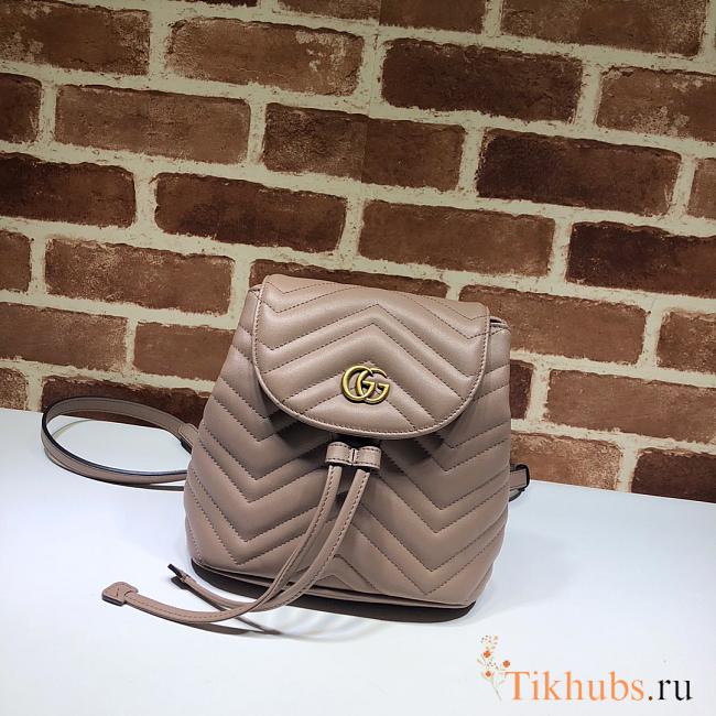 Gucci GG Marmont Matelassé Backpack Milk Tea 528129 Size 19 x 18.5 x 10 cm - 1