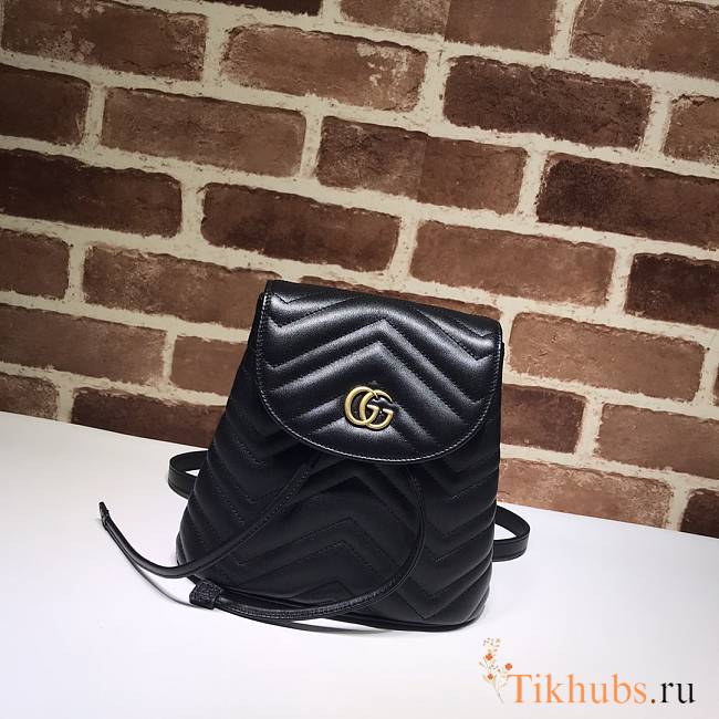 Gucci GG Marmont Matelassé Backpack Black 528129 Size 19 x 18.5 x 10 cm - 1