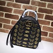 Gucci GG Marmont Animal Studs Leather Backpack Black 476671 Size 22.5 x 26 x 11 cm - 1