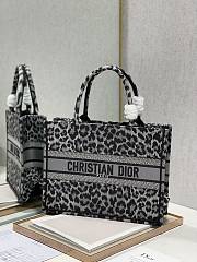 Dior Book Tote Shopping Bag Gray Leopard Trumpet 1287 Size 36 × 28 cm - 2