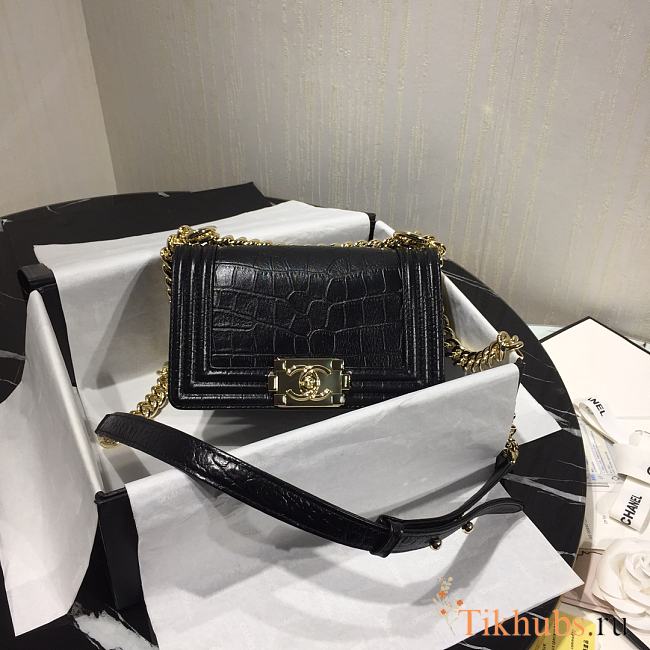 Chanel Leboy Crocodile Pattern Black 67086 Size 20 cm - 1