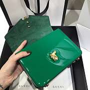 Gucci Sylvie 1969 Black Patent Leather Top Handle Bag Green Size 20 x 14 x 5 cm - 2