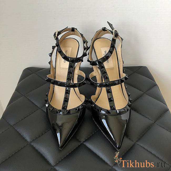 Valentino Black Patent Rockstud High Heels - 1