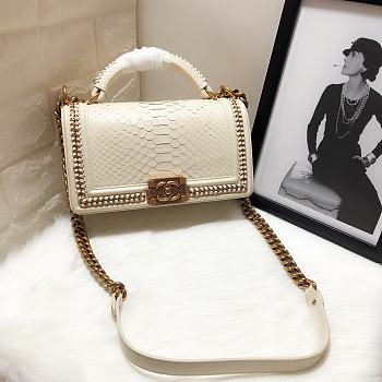 Chanel Python Skin White 67086 Size 25 cm