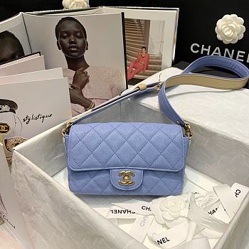 Chanel Calfskin Flap Bag Blue AS2273 Size 20 x 6 x 12 cm