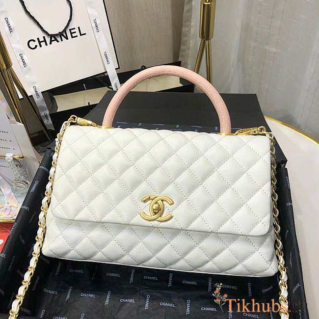 Chanel Coco Grained Calfskin White Flap Bag 29cm - 1